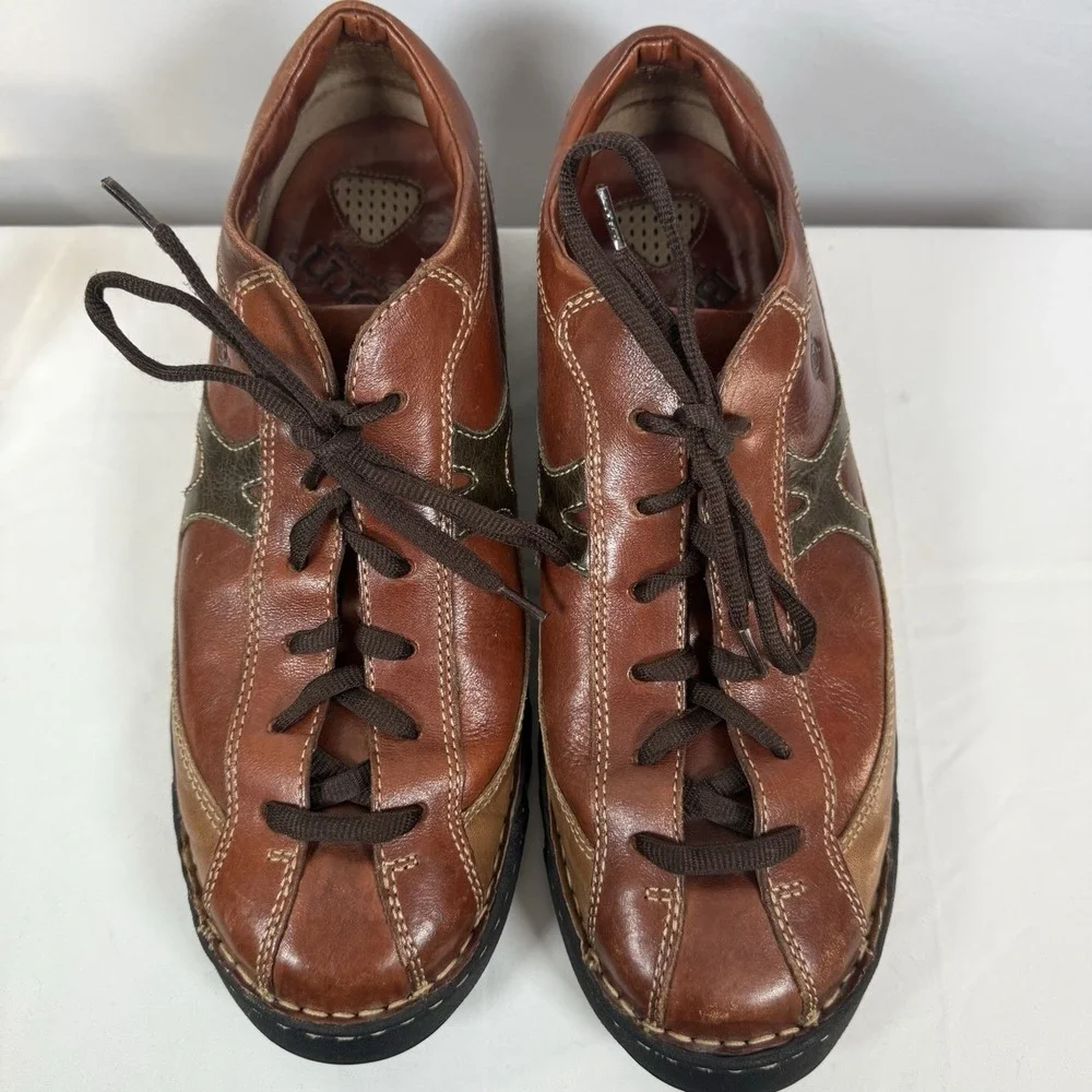 Born‎ Men's Tri Tone M/W B5449 Brown Leather Oxford Shoes Size 12/46 Round Toe